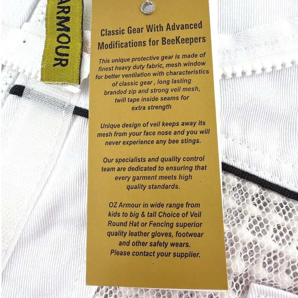 OZ ARMOUR Poly Cotton Semi Ventilated Beekeeping Suit White Size L